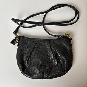 Fossil Shoulder Cross Body Bag Small Pebbled Leather Black Logo SL2885